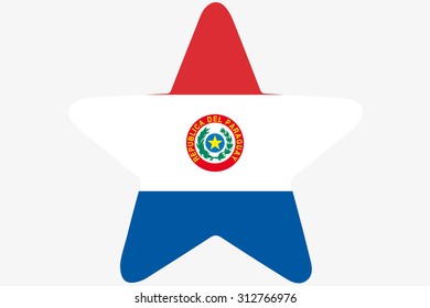 A Flag Illustration inside a star of the country of Paraguay