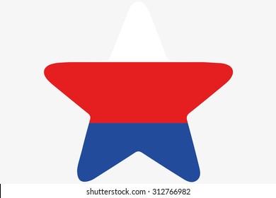 A Flag Illustration inside a star of the country of Serbia