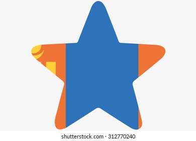 A Flag Illustration inside a star of the country of Mongolia