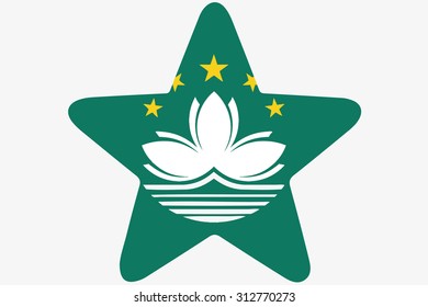 A Flag Illustration inside a star of the country of Macau
