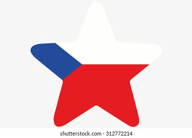 A Flag Illustration inside a star of the country of Czech Republic