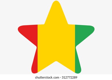 A Flag Illustration inside a star of the country of Guinea