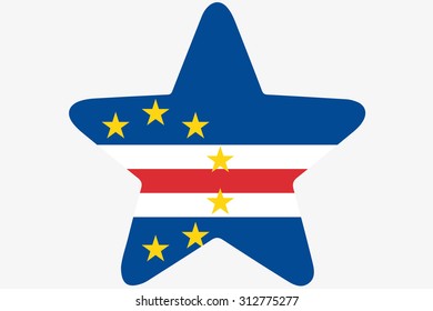 A Flag Illustration inside a star of the country of Cape Verde