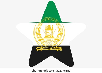 A Flag Illustration inside a star of the country of Afghanistan