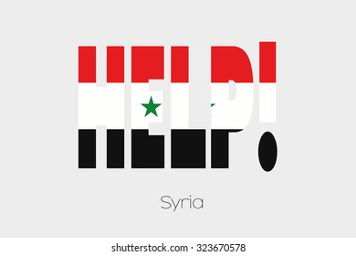 A Flag Illustration inside the word Help of the country of Syria