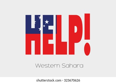 A Flag Illustration inside the word Help of the country of Western Samoa