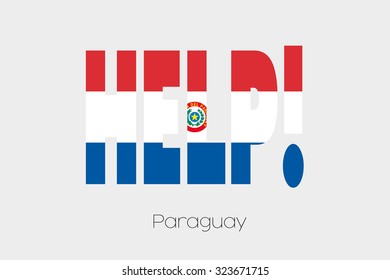 A Flag Illustration inside the word Help of the country of Paraguay