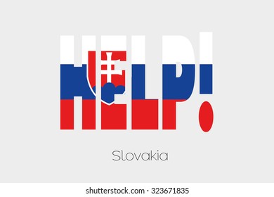 A Flag Illustration inside the word Help of the country of Slovakia