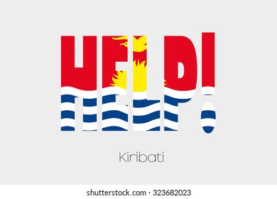 A Flag Illustration inside the word Help of the country of Kiribati