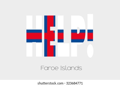 A Flag Illustration inside the word Help of the country of Faroe Islands