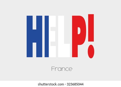 A Flag Illustration inside the word Help of the country of France