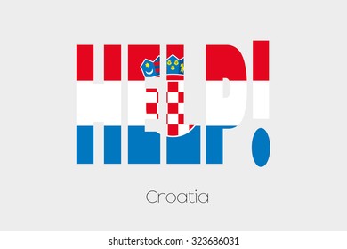 A Flag Illustration inside the word Help of the country of Croatia