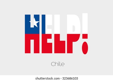 A Flag Illustration inside the word Help of the country of Chile
