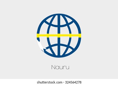A Flag Illustration inside a world icon of Nauru