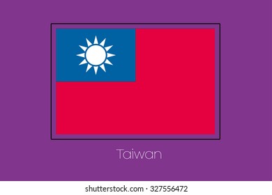 A Flag Illustration on a Purple Background of Taiwan