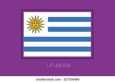 A Flag Illustration on a Purple Background of Uruguay