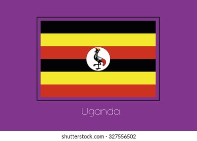 A Flag Illustration on a Purple Background of Uganda