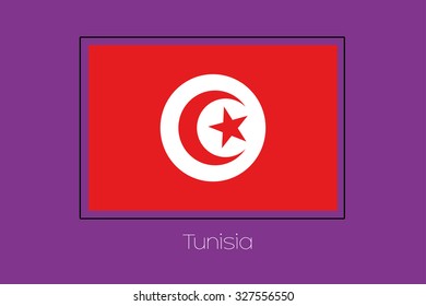 A Flag Illustration on a Purple Background of Tunisia