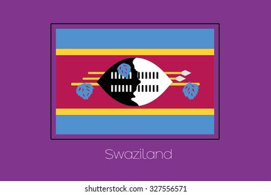 A Flag Illustration on a Purple Background of Swaziland