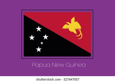A Flag Illustration on a Purple Background of Papua New Guinea