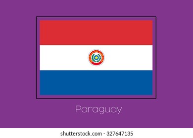 A Flag Illustration on a Purple Background of Paraguay