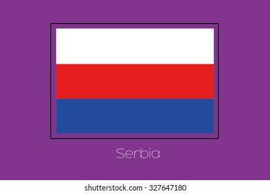 A Flag Illustration on a Purple Background of Serbia