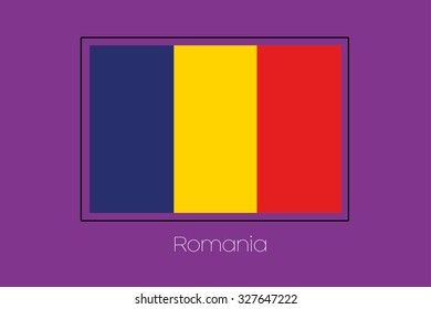 A Flag Illustration on a Purple Background of Romania