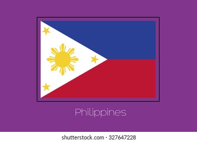 A Flag Illustration on a Purple Background of Philippines