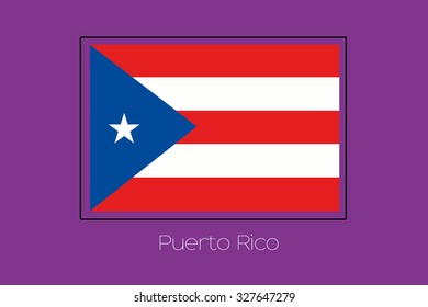 A Flag Illustration on a Purple Background of Puerto Rico