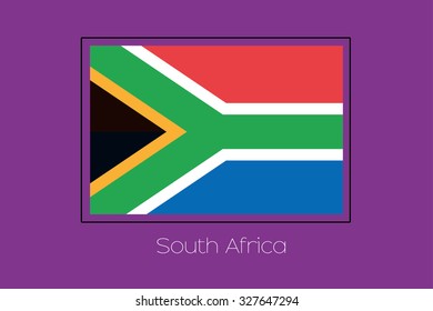 A Flag Illustration on a Purple Background of South Africa