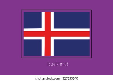 A Flag Illustration on a Purple Background of Iceland