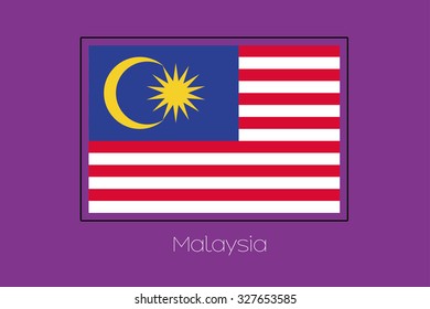 A Flag Illustration on a Purple Background of Malaysia