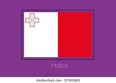 A Flag Illustration on a Purple Background of Malta