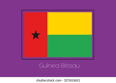 A Flag Illustration on a Purple Background of Guinea Bissau