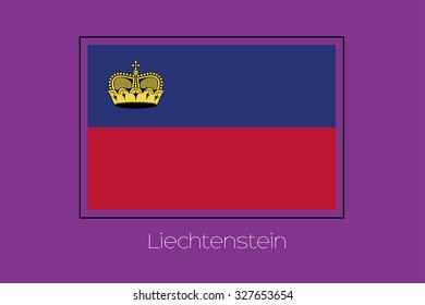 A Flag Illustration on a Purple Background of Liechtenstein