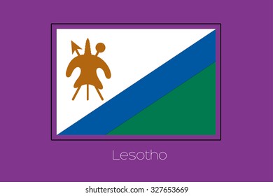 A Flag Illustration on a Purple Background of Lesotho