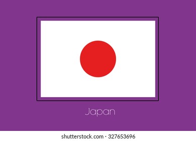 A Flag Illustration on a Purple Background of Japan