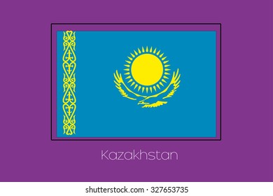 A Flag Illustration on a Purple Background of Kazakstan