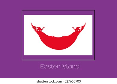 A Flag Illustration on a Purple Background of Easter Island