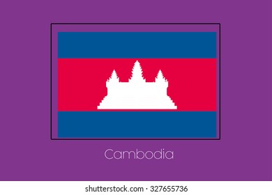 A Flag Illustration on a Purple Background of Cambodia