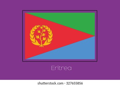 A Flag Illustration on a Purple Background of Eritrea