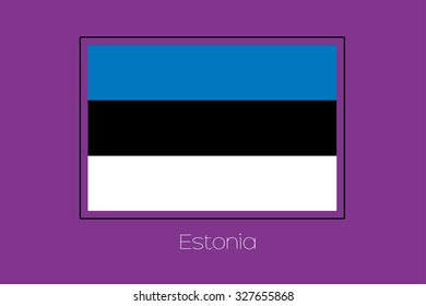 A Flag Illustration on a Purple Background of Estonia
