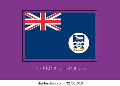 A Flag Illustration on a Purple Background of Falkland Islands