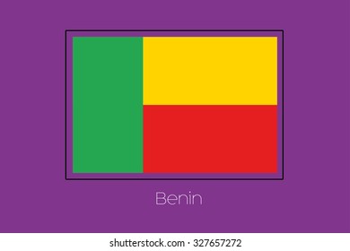 A Flag Illustration on a Purple Background of Benin
