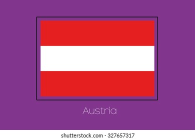 A Flag Illustration on a Purple Background of Austria