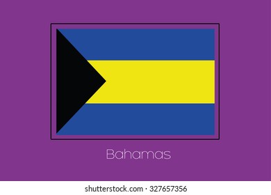 A Flag Illustration on a Purple Background of Bahamas