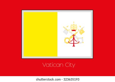 A Flag Illustration on a Red Background of the country of Vatican City