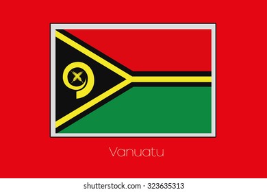 A Flag Illustration on a Red Background of the country of Vanuatu