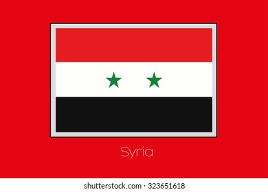 A Flag Illustration on a Red Background of the country of Syria