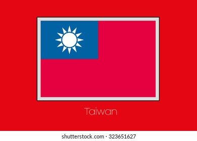 A Flag Illustration on a Red Background of the country of Taiwan